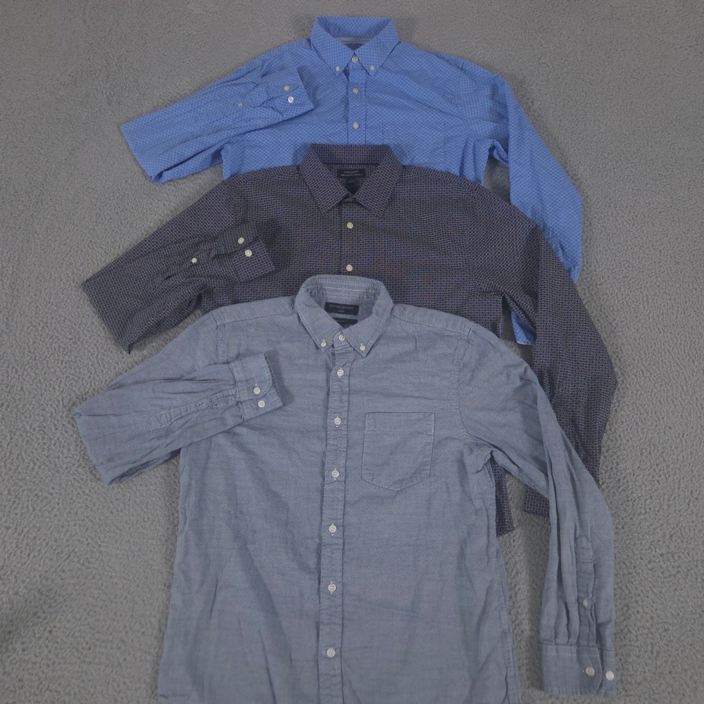 LOT OF 3 Banana Republic Shirt Mens M Multi Luxe Poplin Cotton Oxford Untucked